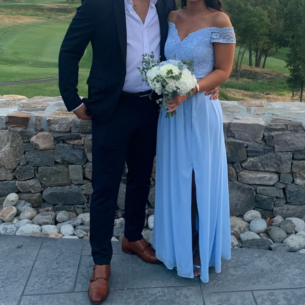 Light Blue Off-Shoulder Gown